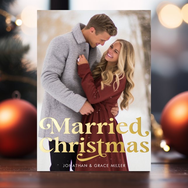 Married Christmas Classic Traditional Typography Foil Holiday Card (Married Christmas Classic Traditional Typography Foil Holiday Card)