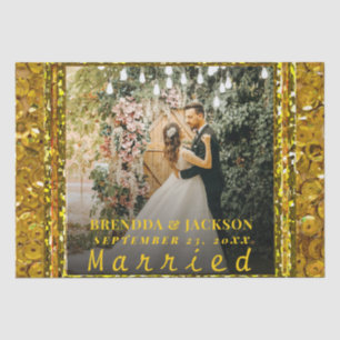Married Christmas Elegant Gold Type Wedding Photo Tissue Paper