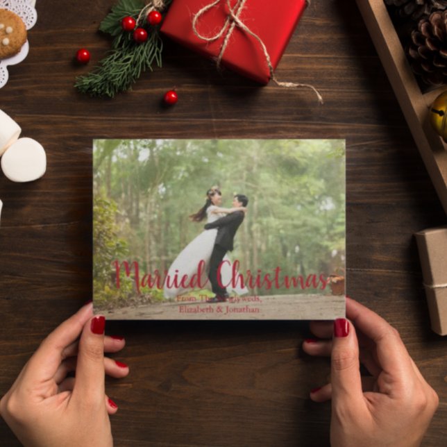 Married Christmas Elegant Newlywed Photo Holiday Card (Creator Uploaded)
