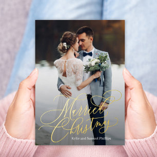 Married Christmas Foil Newlywed Photo Holiday Card