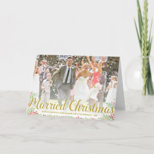 Married Christmas   Folded Newlyweds Holiday Photo Card