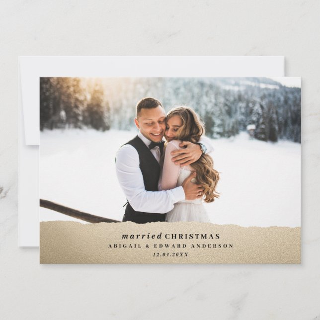 Married Christmas gold wedding announcement (Front)