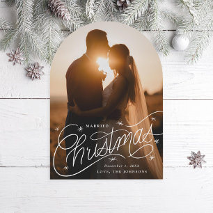 Married Christmas Hand-Lettered Holiday Photo Card