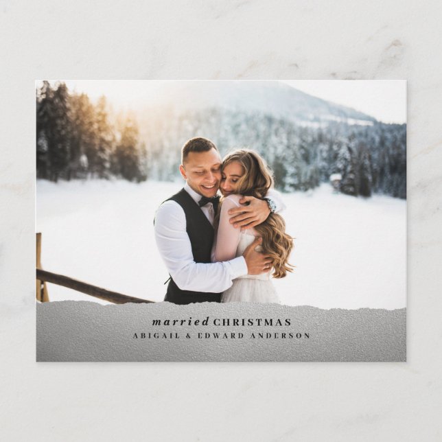 Married Christmas holiday wedding announcement Postcard (Front)