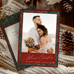 Married Christmas newlywed elegant Mr and Mrs Holiday Card
