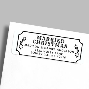 Married Christmas Newlywed Holiday Return Address
