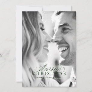 Married Christmas Newlywed Photo Card Green