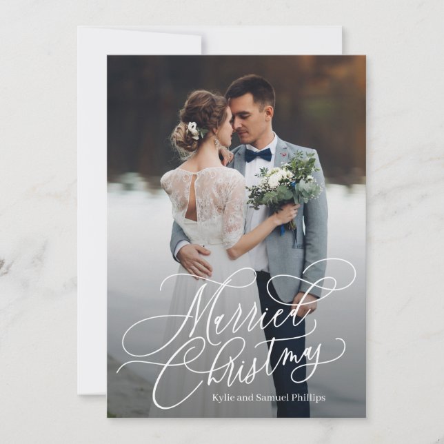 Married Christmas Newlywed Photo Holiday Card (Front)