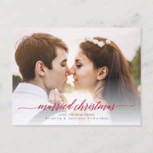 Married Christmas Newlywed Photo Holiday Postcard