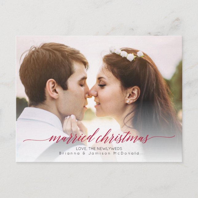 Married Christmas Newlywed Photo Holiday Postcard (Front)