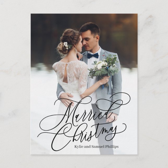 Married Christmas Newlywed Photo Holiday Postcard (Front)