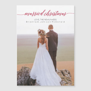 Married Christmas Newlywed Photo Magnet