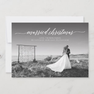 Married Christmas Newlywed Photo White Holiday Card