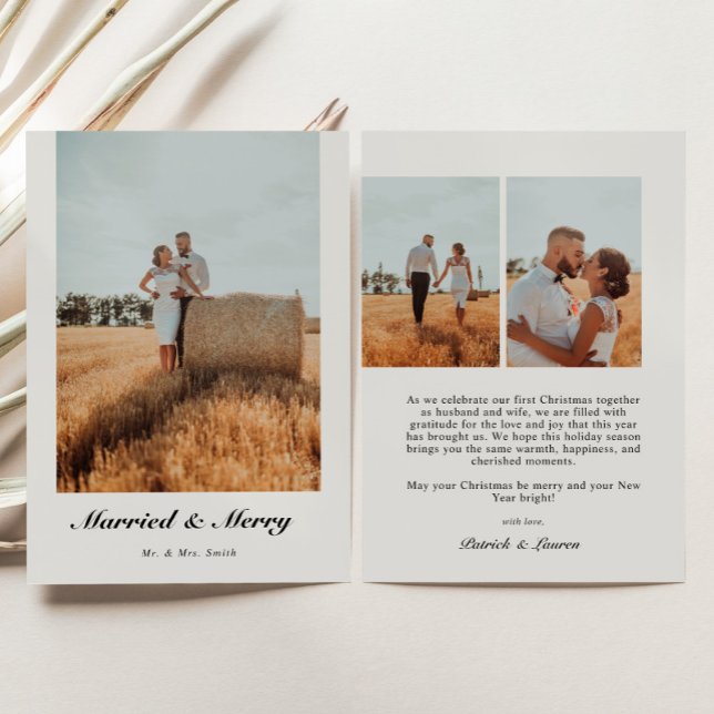 Married Christmas Newlywed Script Typography Photo Holiday Card (Creator Uploaded)