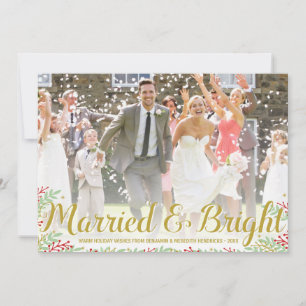 Married Christmas Newlyweds Holiday Photo Card