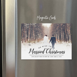 Married Christmas Photo Overlay Magnetic Card