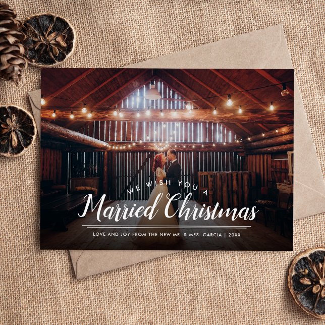 Married Christmas Photo Overlay Magnetic Card (Creator Uploaded)