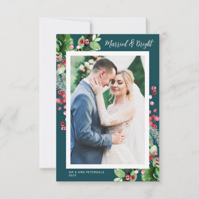 Married christmas photo wedding announcement (Front)