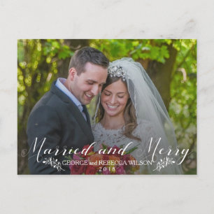 Married Christmas Postcard Newlyweds Photo card