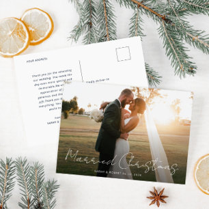 married christmas wedding holiday announcement  postcard