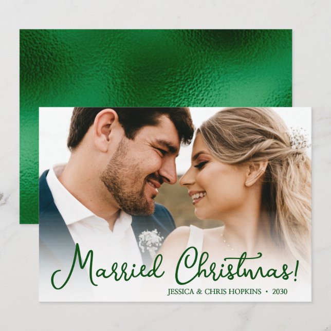 Married Christmas Wedding Photo Holiday Card (Front/Back)