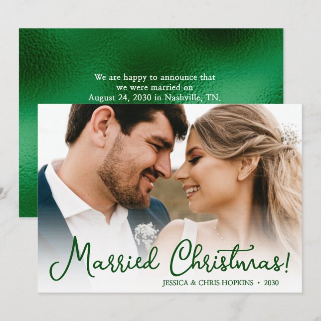 Married Christmas Wedding Photo Holiday Card (Front/Back)