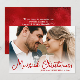 Married Christmas Wedding Photo Holiday Card