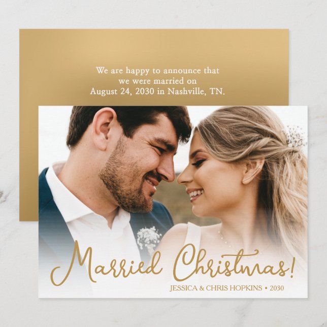 Married Christmas Wedding Photo Holiday Card (Front/Back)