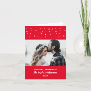 Married Couple Our First Christmas Custom Photo Holiday Card