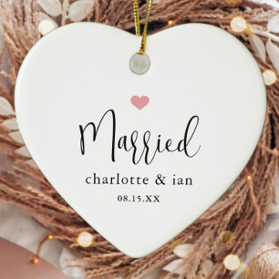 Married Couple Wedding Date Photo Keepsake Ceramic Tree Decoration