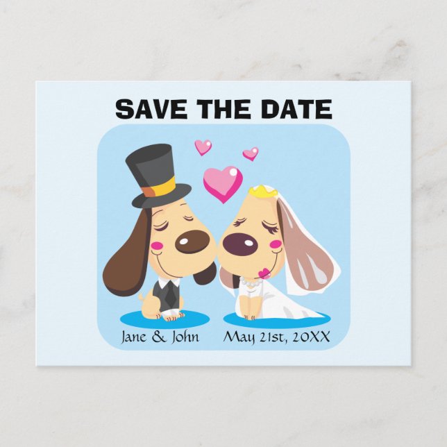 Married Dog Couple Announcement Postcard (Front)