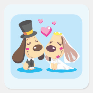 Married Dog Couple Square Sticker