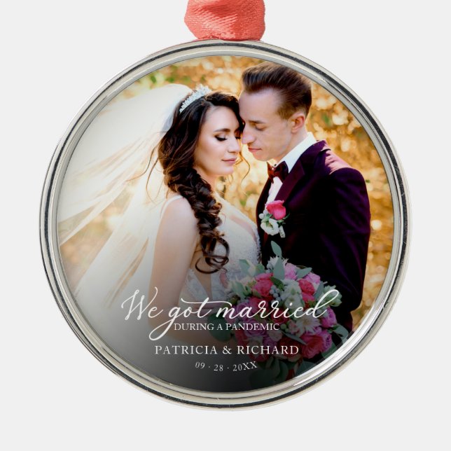 Married During a Pandemic Photo Elegant Metal Tree Decoration (Front)
