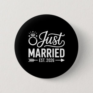 Married Est 2026 Wedding Wife Mr Mrs Bride Groom 6 Cm Round Badge