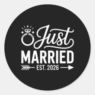 Married Est 2026 Wedding Wife Mr Mrs Bride Groom 7 Classic Round Sticker
