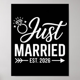 Married Est 2026 Wedding Wife Mr Mrs Bride Groom Poster