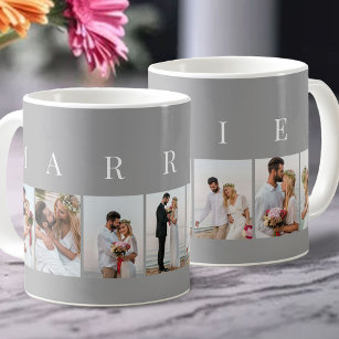 MARRIED Grey and White 7 Picture Photo Collage Coffee Mug