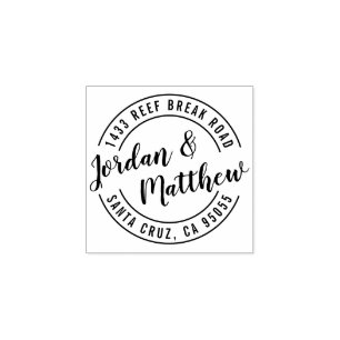 Married Hand Lettering Script Return Address Rubber Stamp