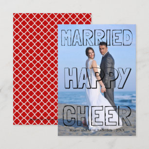 Married Happy Cheer Black Block-3x5 Christmas Card