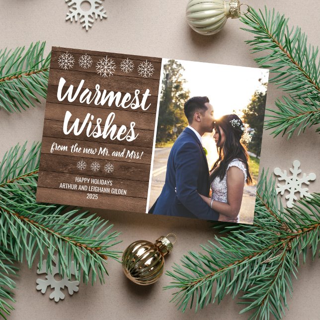 Married Happy Holidays Merry Christmas Photo Holiday Card (Creator Uploaded)