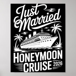 Married Honeymoon Cruise 2026 Tropical Bride Groom Poster