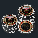 Married in (Add Your City and State) Poker Chips<br><div class="desc">Casino style Poker Chips. Wedding in (Add Your City and State). Featuring deep red, gold and black design ready for you to personalise. Makes a great party favour keepsake for your guests. More colours are available. ✔Note: Not all template areas need changed. 📌If you need further customisation, please click the...</div>