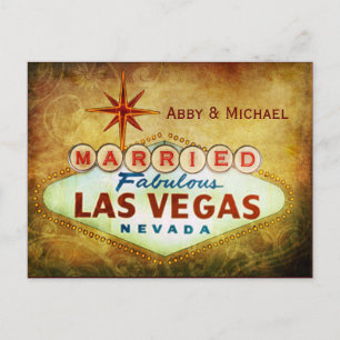 Married in Fabulous LAS VEGAS Announcement Postcard