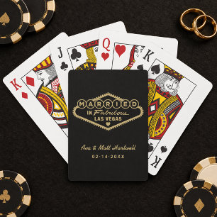 Married in Fabulous Las Vegas Black Gold Playing Cards