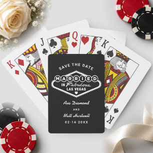 Married in Fabulous Las Vegas Black Save the Date Playing Cards