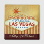 Married in Fabulous LAS VEGAS Magnet<br><div class="desc">Using the iconic Welcome to Las Vegas sign,  here's a fun design with Married in Fabulous Las Vegas Nevada.  Great decor for bridal showers,  weddings,  parties and bachelorette parties.</div>