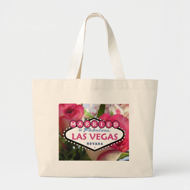 MARRIED In Fabulous Las Vegas Pink Roses T Bag (Front)