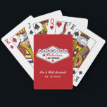 Married in Fabulous Las Vegas Red Wedding Monogram Playing Cards<br><div class="desc">These unique and fun custom "Married in Fabulous Las Vegas" wedding favour playing cards feature a monogram of the bride and groom's names and wedding dates and a white background. Black,  white,  red,  blue,  yellow,  and grey design colours.</div>
