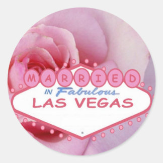 MARRIED In Fabulous Las Vegas Sticker Pink Rose