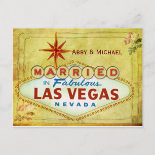 Married in Fabulous Las Vegas - Vintage Announcement Postcard